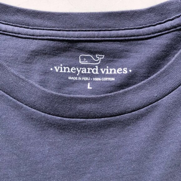 Vineyard Vines Pocket T-Shirt Tee Men L Navy Blue Long Sleeve Rowing Graphic - Picture 3 of 10